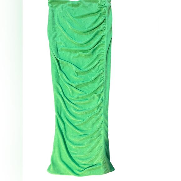 SEROYA Two Piece Julia  Tube Top Coord Midi Skirt Lime Green Slinky Sexy S NWT - Picture 6 of 8